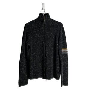 Private Member Men’s Marled Black Knit Sweater Full Zip Jacket